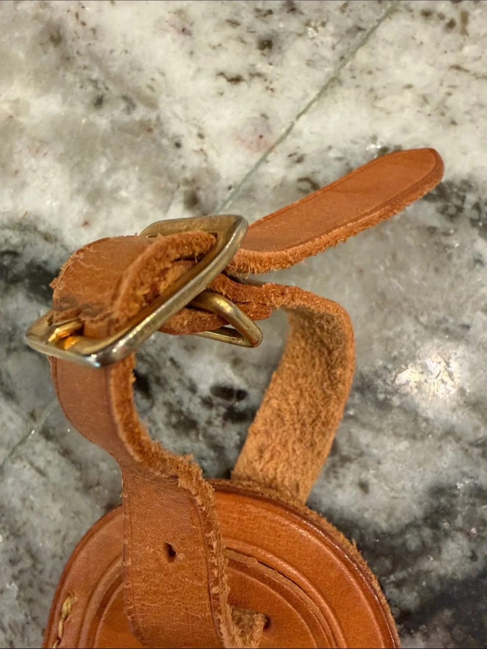 Louis Vuitton Brown Leather Luggage Tag with Adjustable Strap
